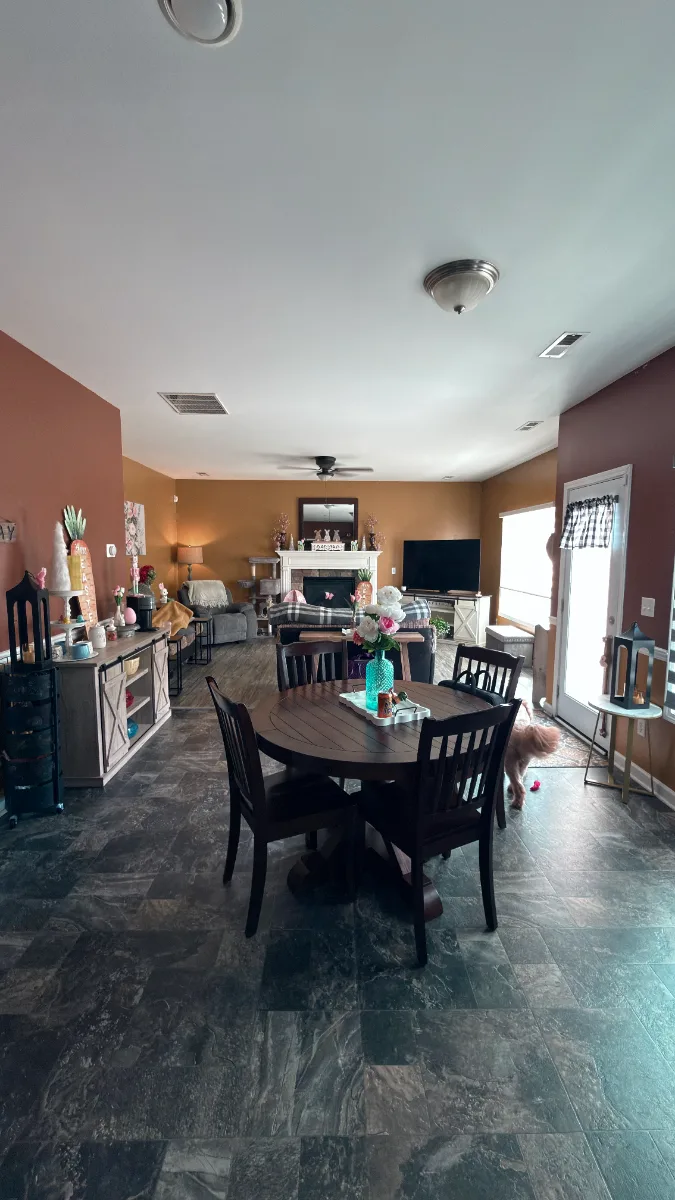 Dining and living room, cleaned top to bottom