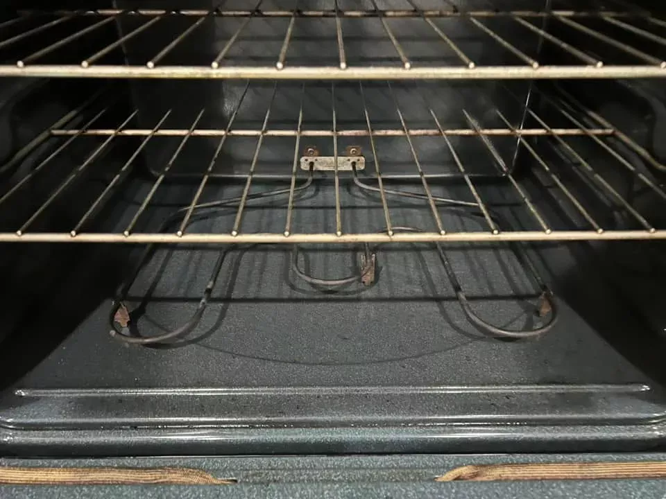 After: the same oven, degreased and shining